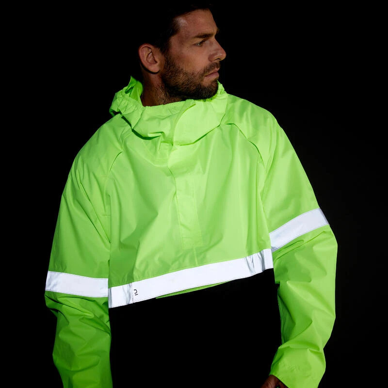 BTWIN PONCHO PLUIE VISIBILITE JOUR NUIT 560 NOIR JAUNE FLUO â Image 10